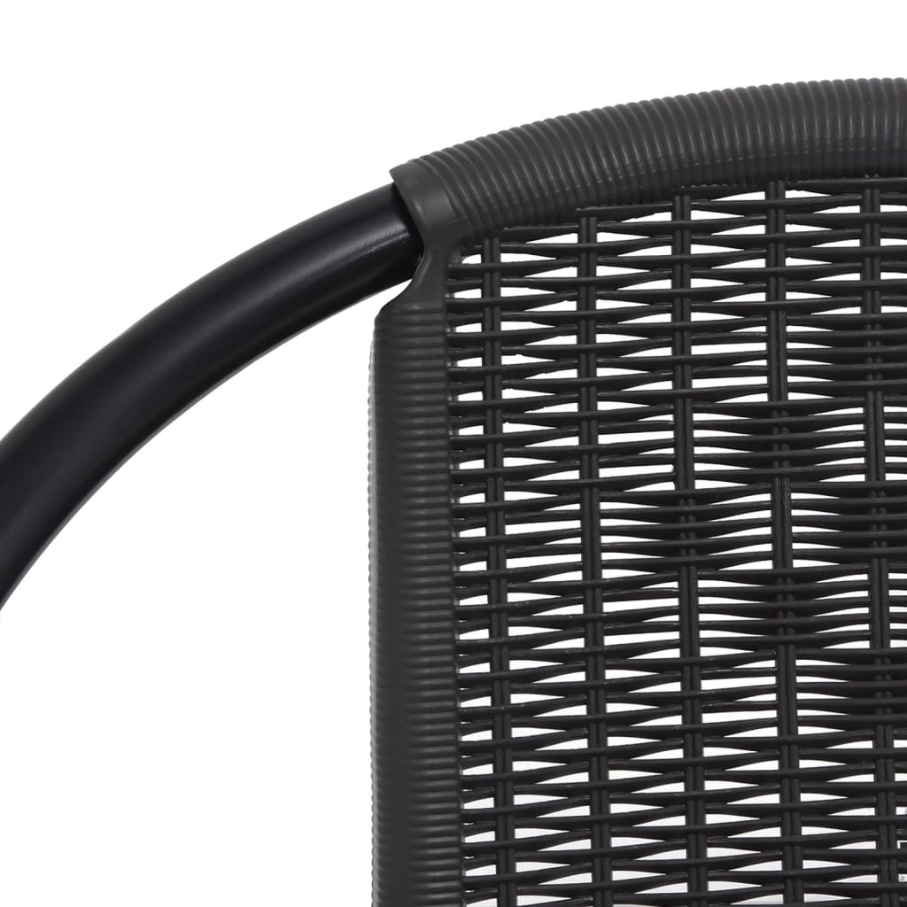 Garden Chair | Set of 6 | Black | Plastic rattan, steel | Standard
