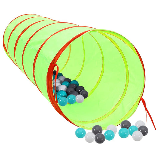 Children Play Tunnel with 250 Balls Green 175 cm Polyester