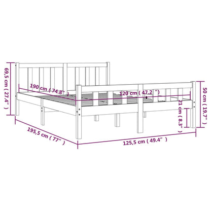 Bed Frame without Mattress Solid Wood Small Double