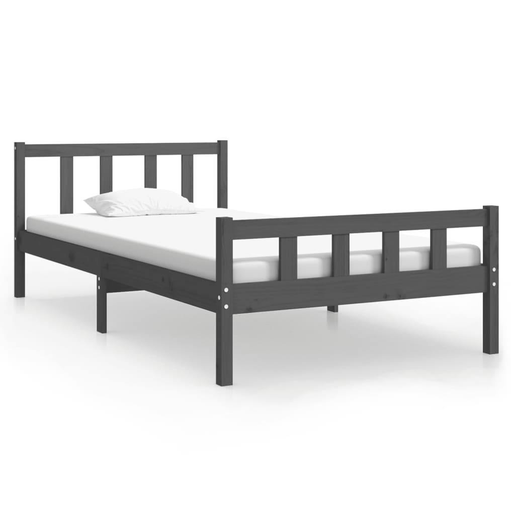 Bed Frame | Grey | Solid pine wood, Plywood slats | Single | Durable