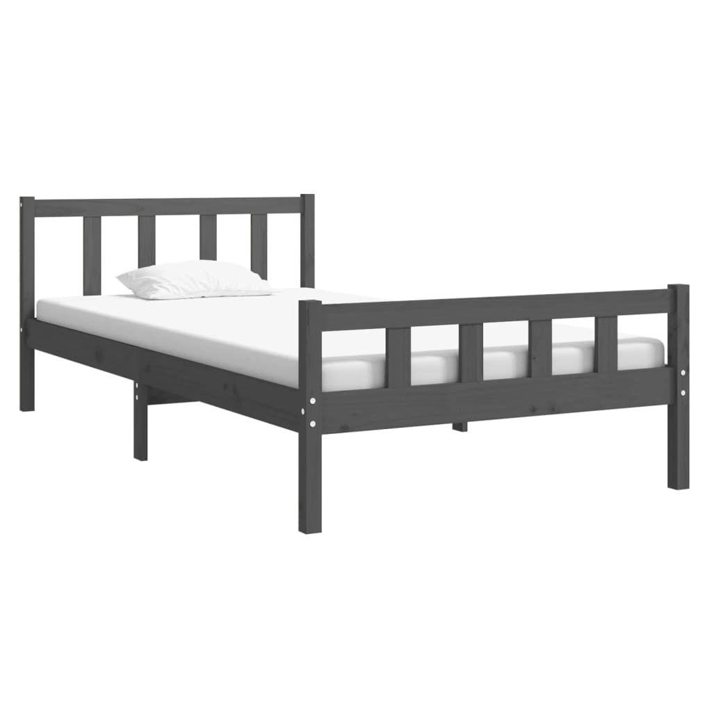 Bed Frame | Grey | Solid pine wood, Plywood slats | Single | Durable