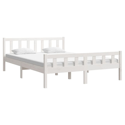 Bed Frame | White | Solid Pine Wood | King Size |  Durable | Bed Frame
