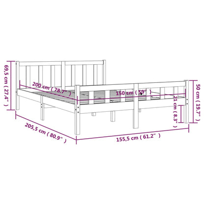 Bed Frame | White | Solid Pine Wood | King Size |  Durable | Bed Frame