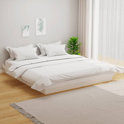 Bed Frame without Mattress White Solid Wood 200x200 cm