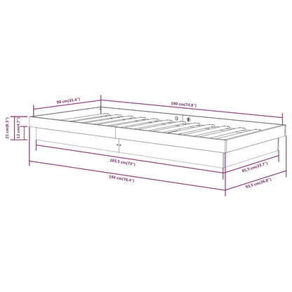 Bed Frame without Mattress Solid Wood Single