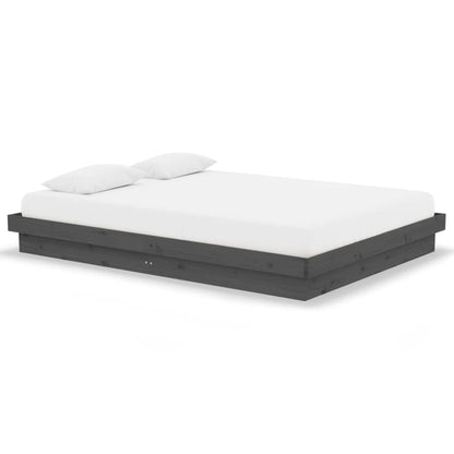 Bed Frame without Mattress Grey Solid Wood 140x190 cm