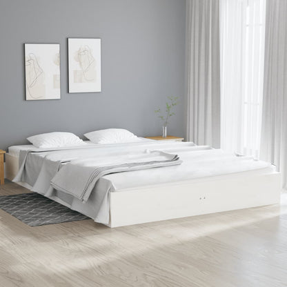 Bed Frame without Mattress White Solid Wood 160x200 cm