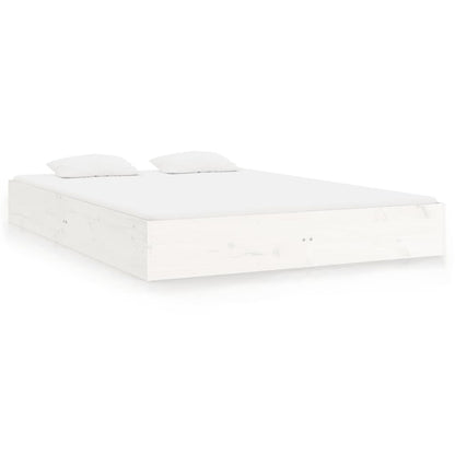 Bed Frame without Mattress White Solid Wood 150x200 cm King Size King Size