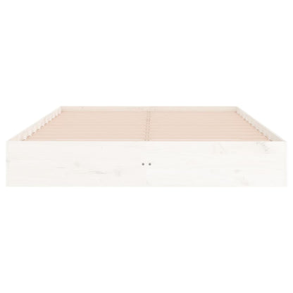 Bed Frame without Mattress White Solid Wood 140x200 cm