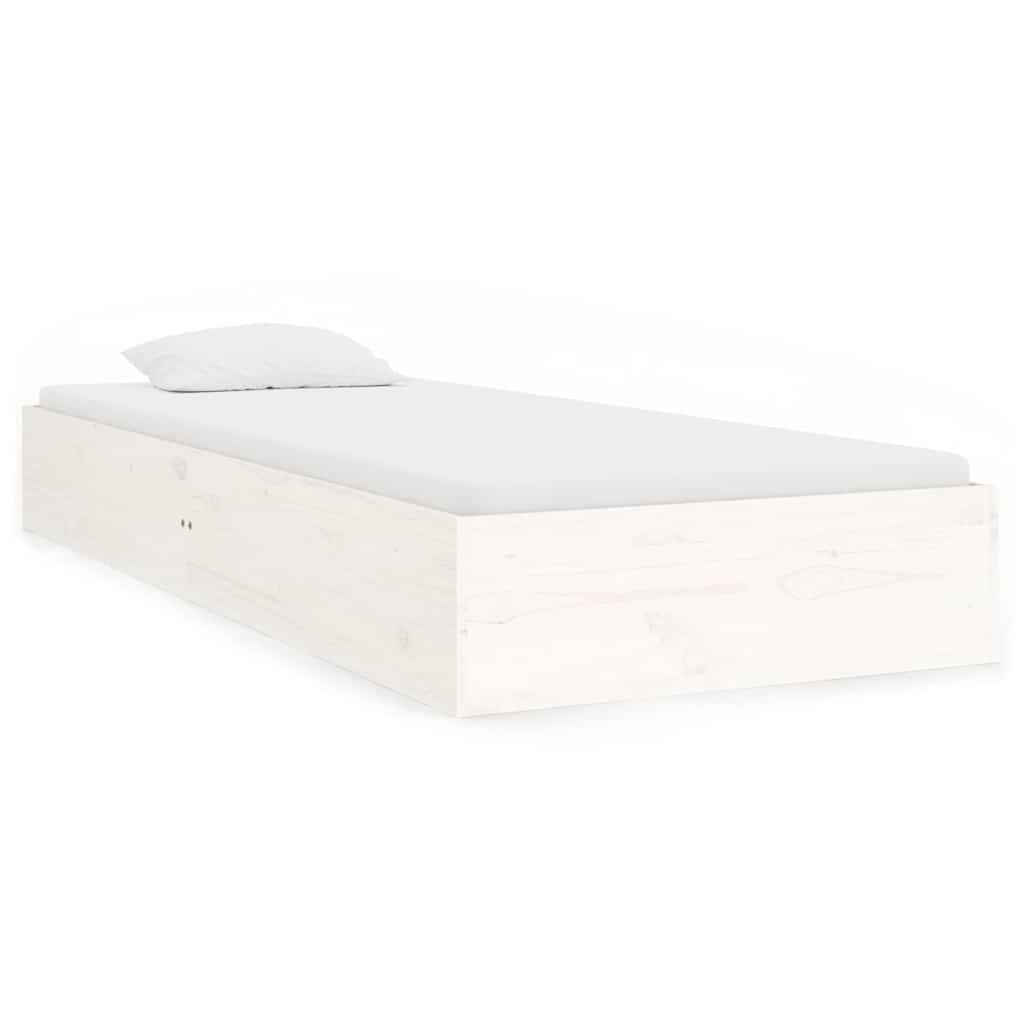 Bed Frame without Mattress White Solid Wood 75x190 cm