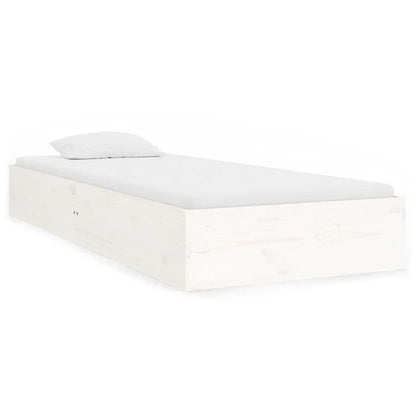 Bed Frame without Mattress White Solid Wood 75x190 cm
