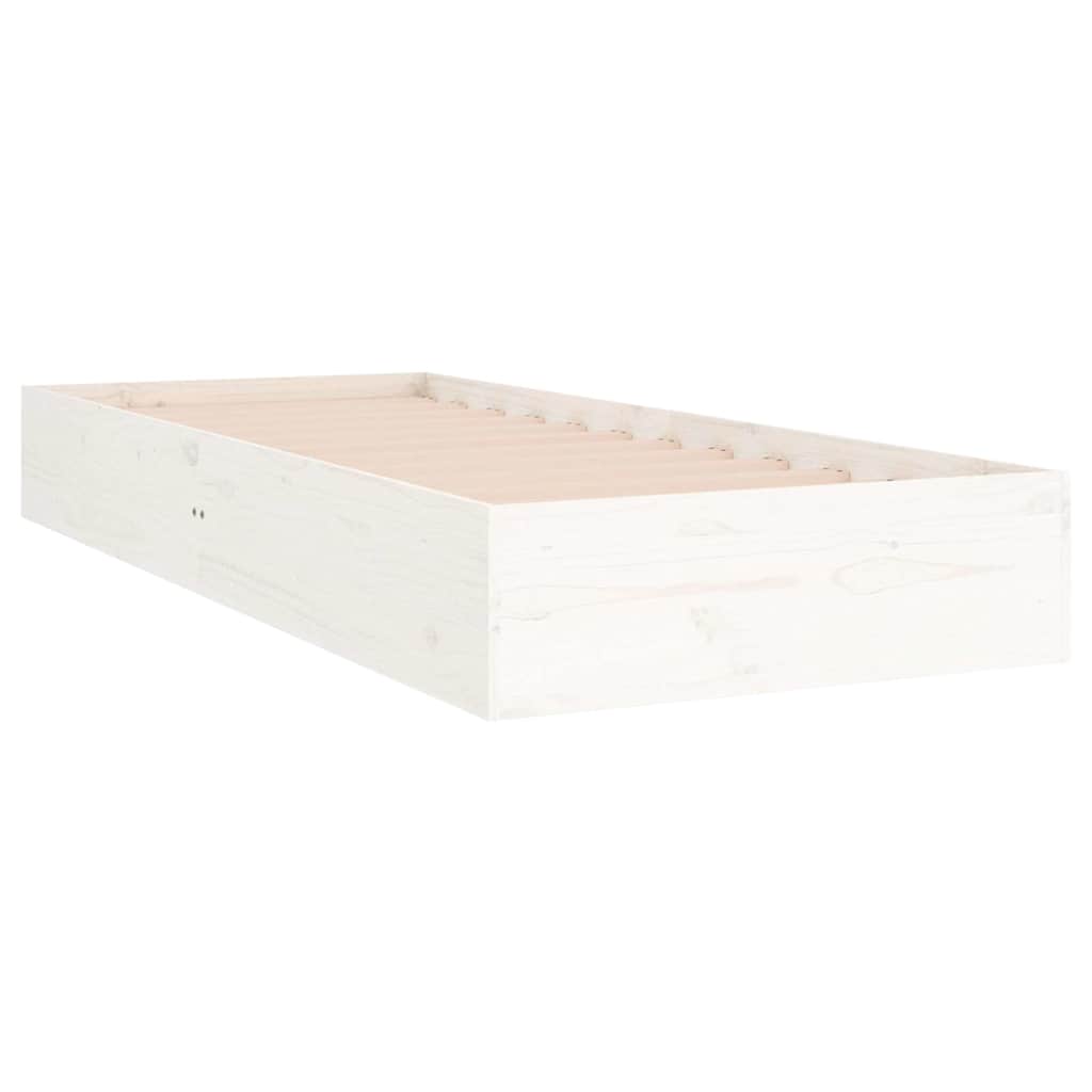 Bed Frame without Mattress White Solid Wood 75x190 cm