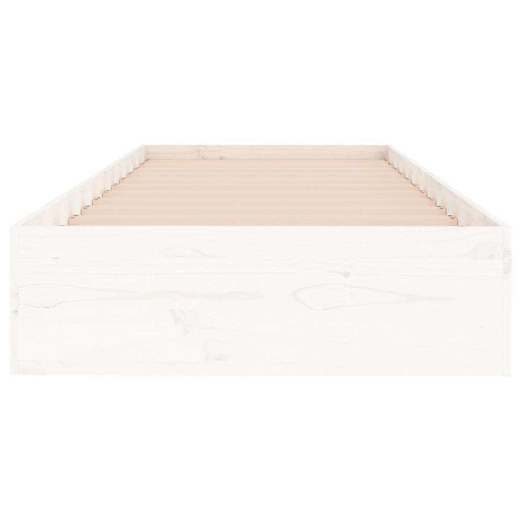 Bed Frame without Mattress White Solid Wood 75x190 cm