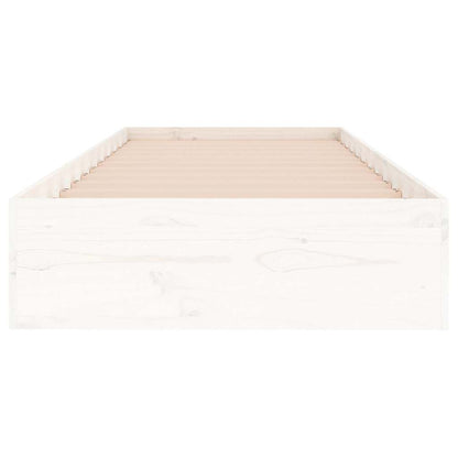Bed Frame without Mattress White Solid Wood 75x190 cm