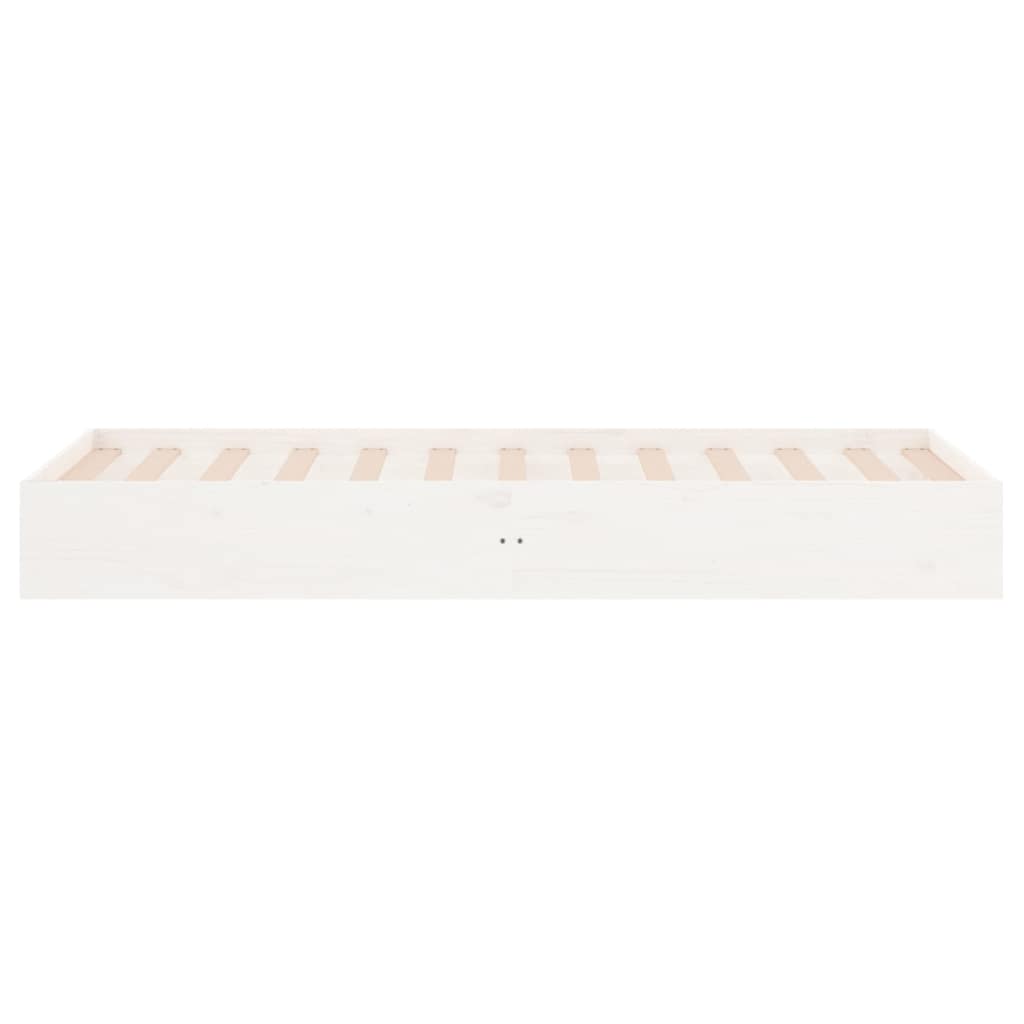 Bed Frame without Mattress White Solid Wood 75x190 cm