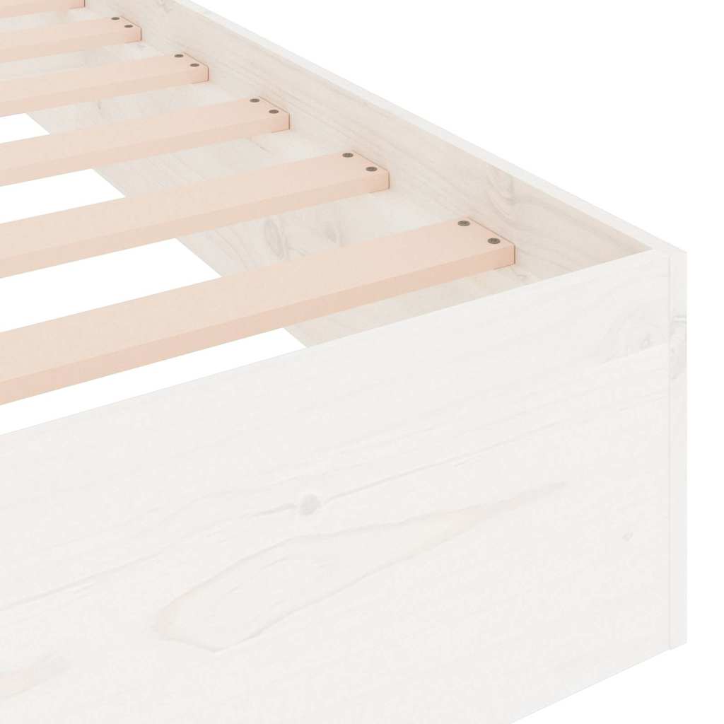 Bed Frame without Mattress White Solid Wood 75x190 cm