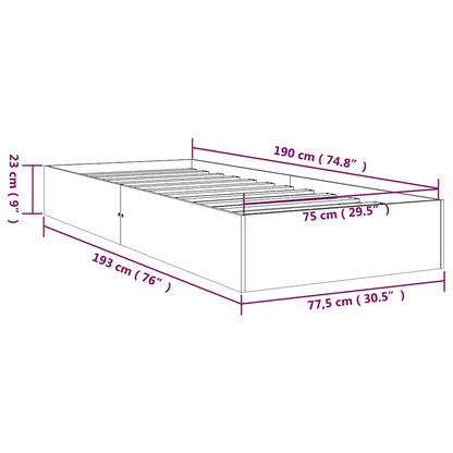 Bed Frame without Mattress White Solid Wood 75x190 cm