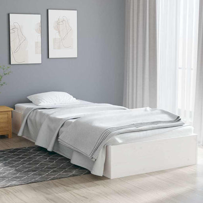 Bed Frame without Mattress White Solid Wood 75x190 cm