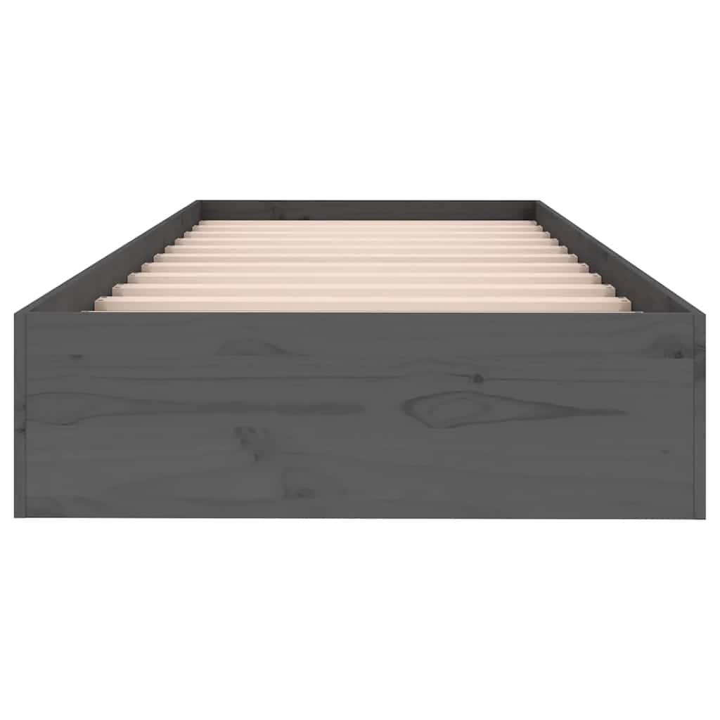 Bed Frame without Mattress Grey Solid Wood 75x190 cm Small Single Small Single