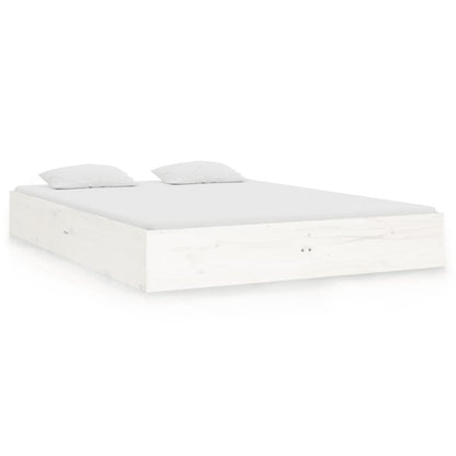 Bed Frame without Mattress White Solid Wood 135x190 cm Double Double