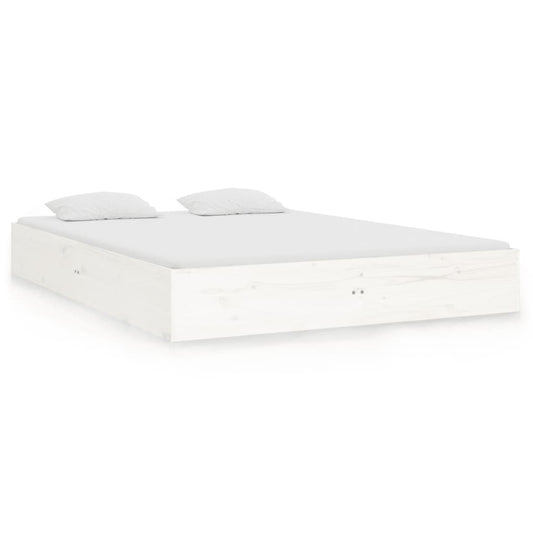 Bed Frame without Mattress White Solid Wood 135x190 cm Double Double