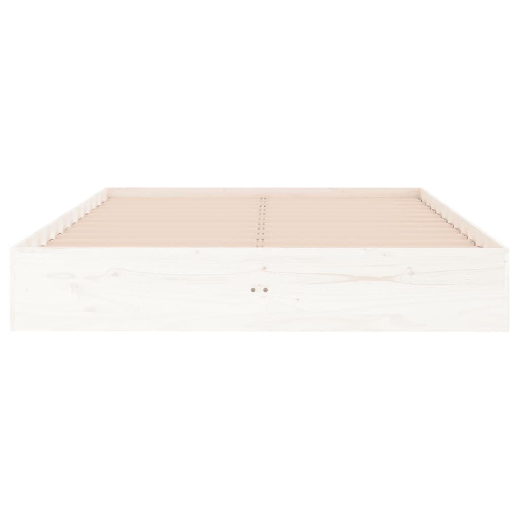 Bed Frame without Mattress White Solid Wood 135x190 cm Double Double