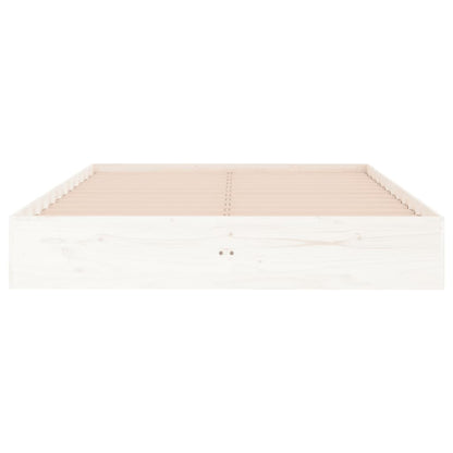 Bed Frame without Mattress White Solid Wood 135x190 cm Double Double