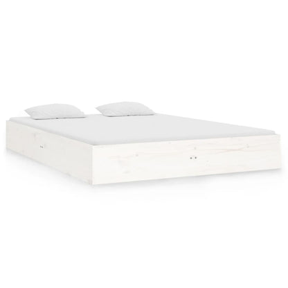 Bed Frame | White | Solid pine wood, Plywood | Double | Decorative Inlays