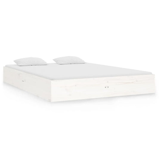 Bed Frame | White | Solid pine wood, Plywood | Double | Decorative Inlays