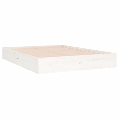 Bed Frame | White | Solid pine wood, Plywood | Double | Decorative Inlays