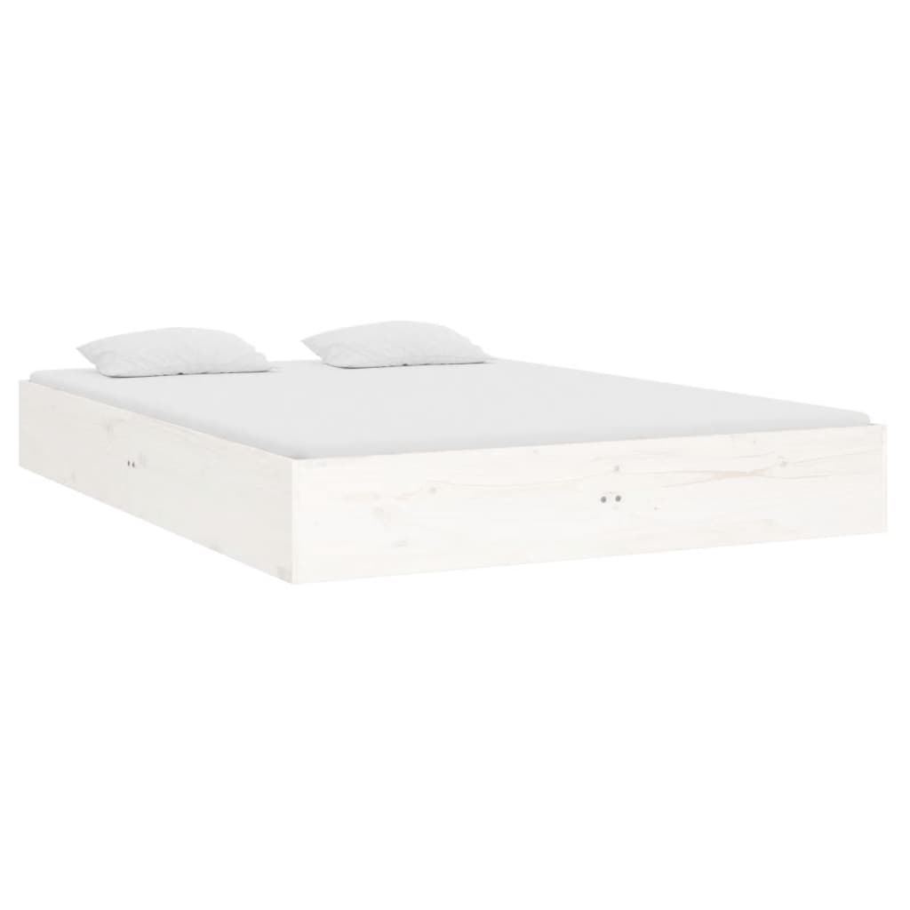 Bed Frame | White | Solid pine wood, Plywood | Double | Decorative Inlays