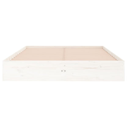 Bed Frame | White | Solid pine wood, Plywood | Double | Decorative Inlays