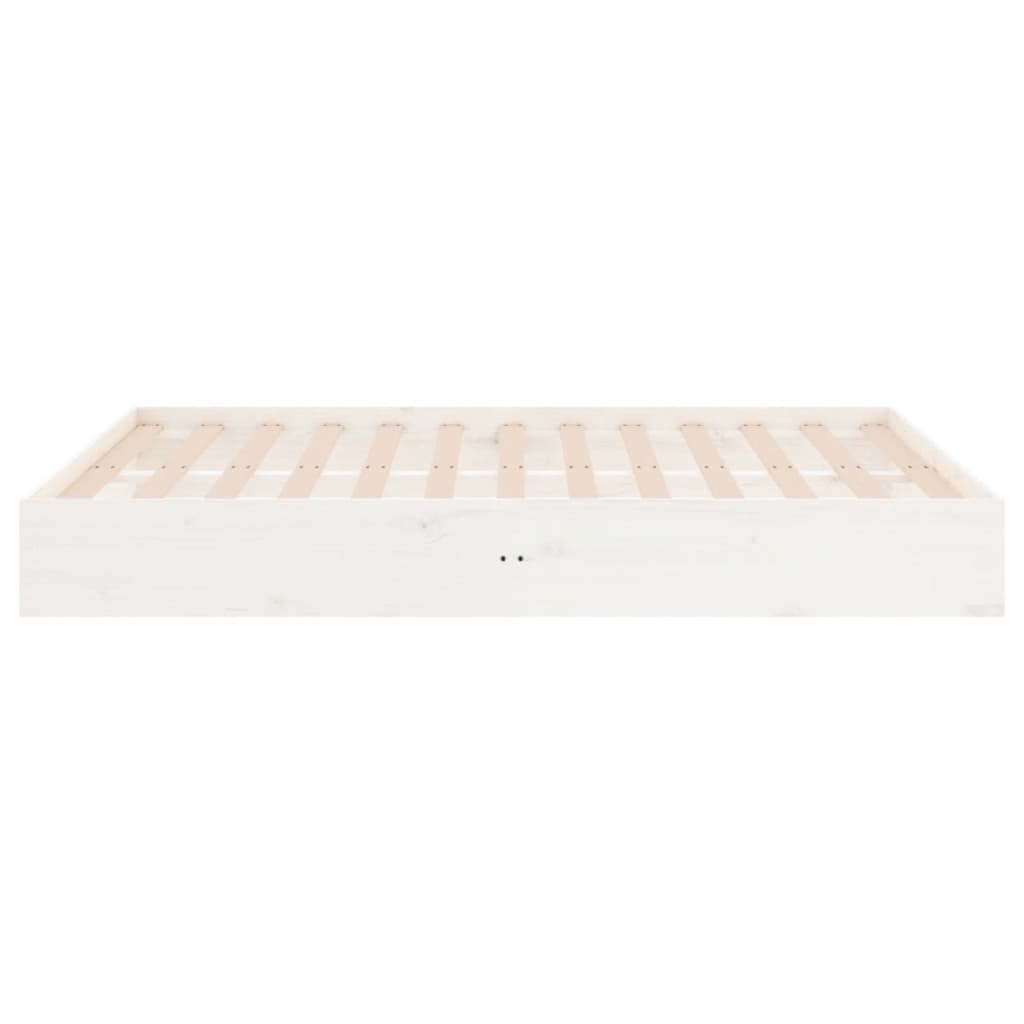 Bed Frame | White | Solid pine wood, Plywood | Double | Decorative Inlays