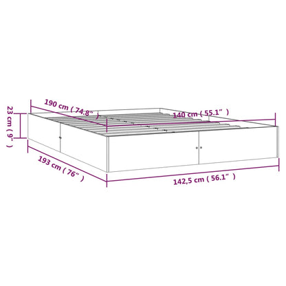 Bed Frame | White | Solid pine wood, Plywood | Double | Decorative Inlays