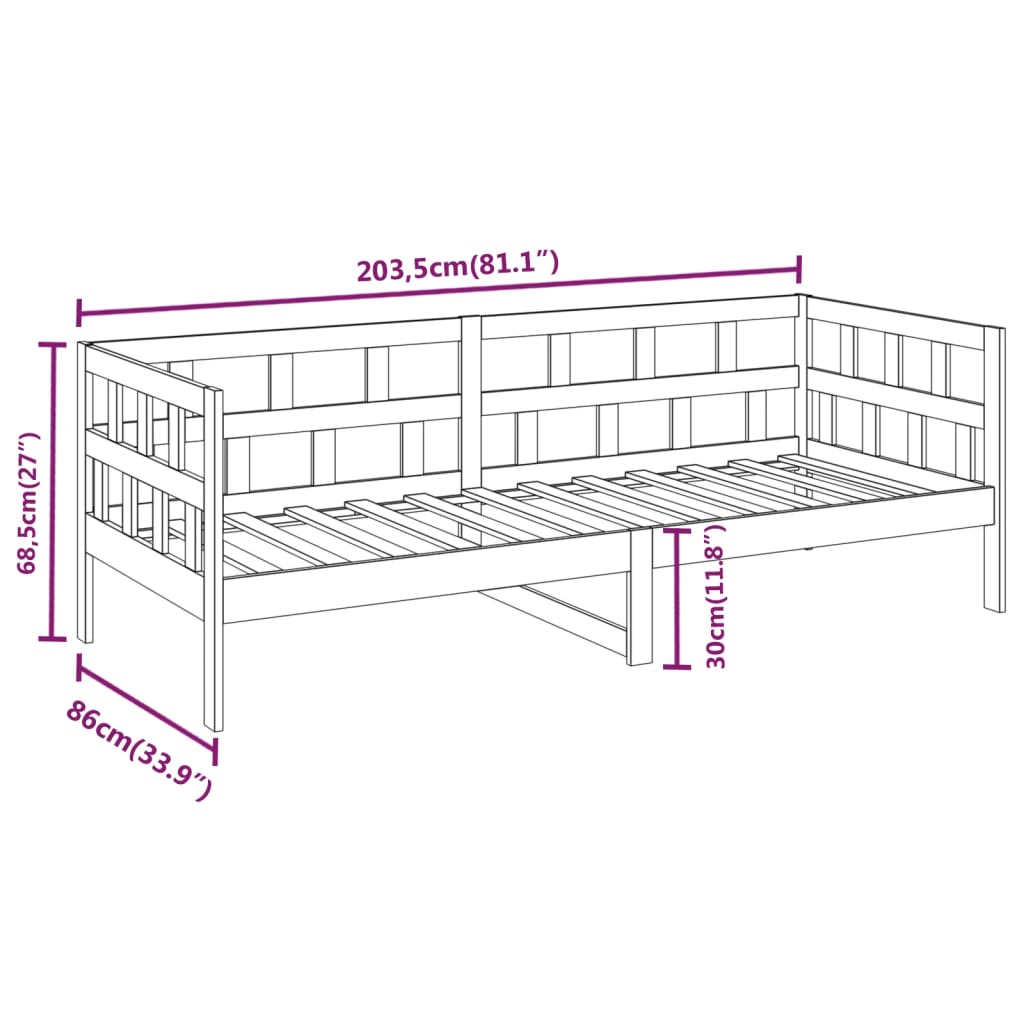 Day Bed | Natural wood | Solid pine wood | Single | Convertible