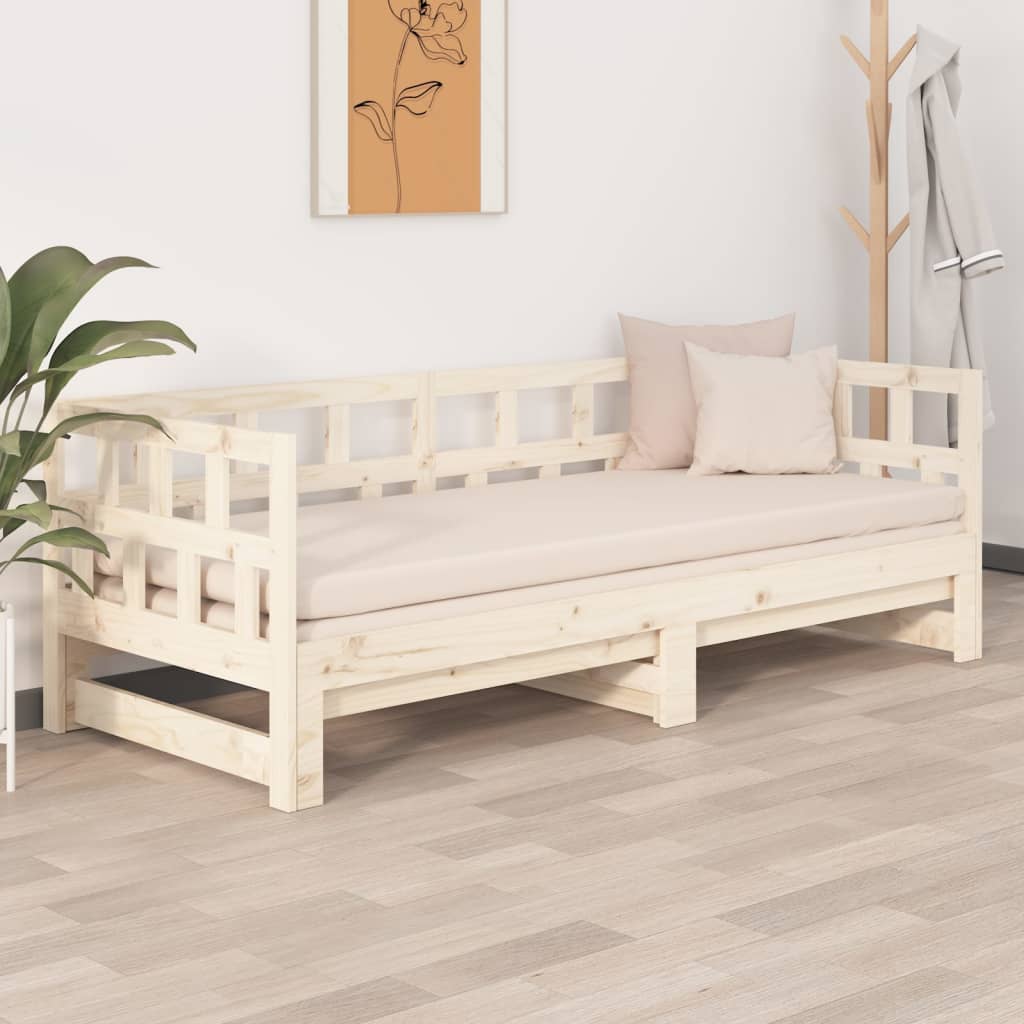 Pull-out Day Bed without Mattress Solid Wood Pine 2x(80x200) cm