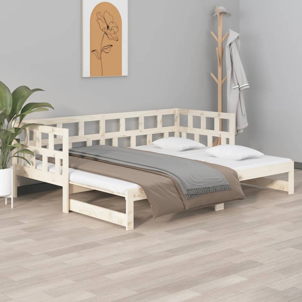 Pull-out Day Bed without Mattress Solid Wood Pine 2x(80x200) cm