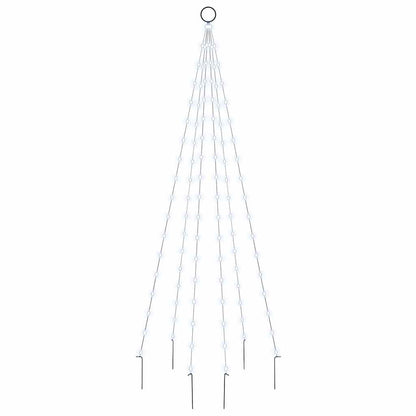 343519 vidaXL Christmas Tree on Flagpole Cold white 108 LEDs 180 cm