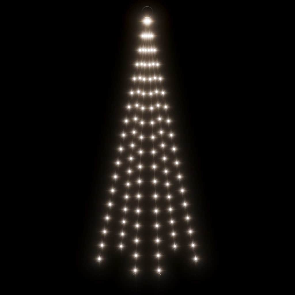 343519 vidaXL Christmas Tree on Flagpole Cold white 108 LEDs 180 cm