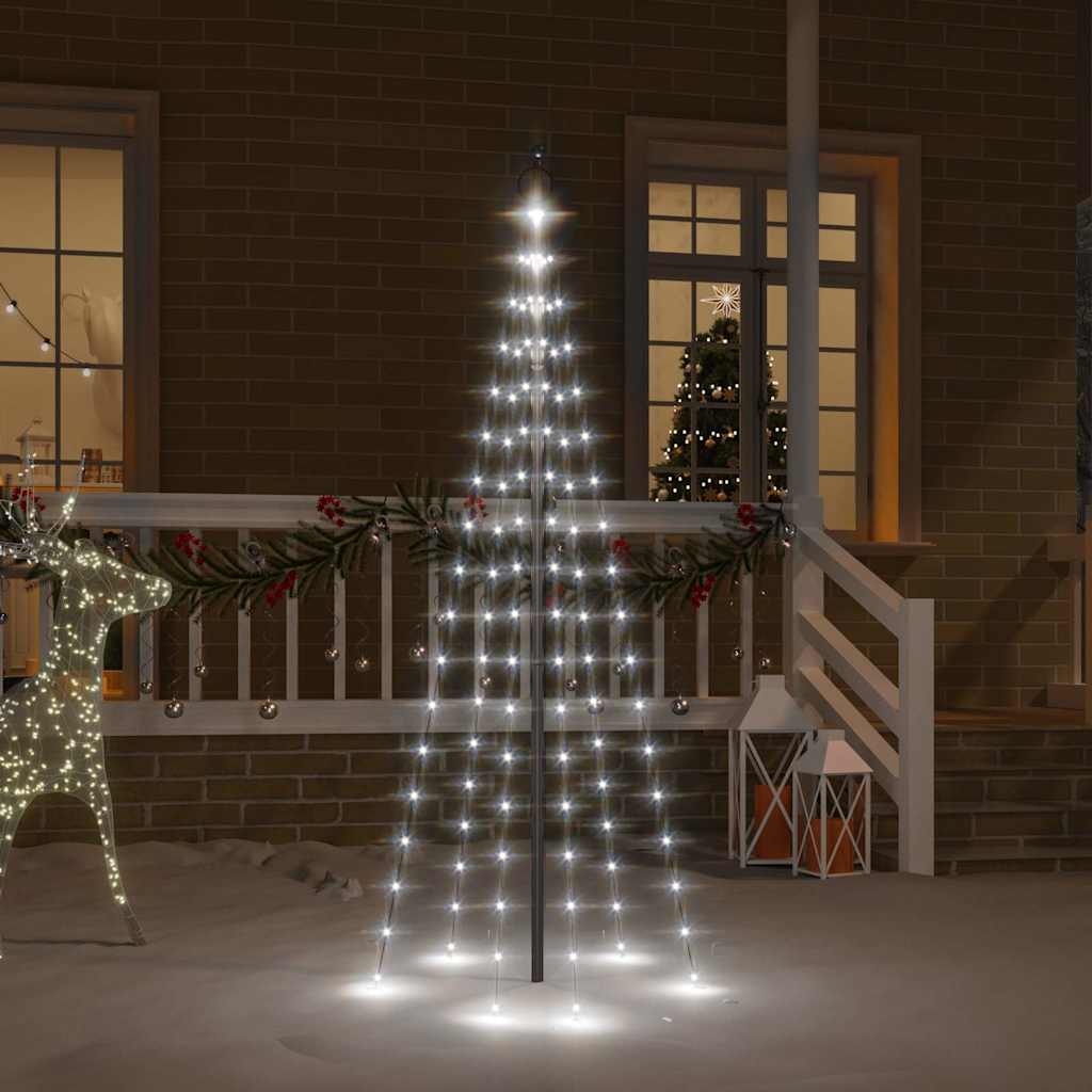 343519 vidaXL Christmas Tree on Flagpole Cold white 108 LEDs 180 cm