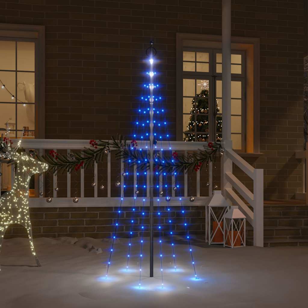 343520 vidaXL Christmas Tree on Flagpole Blue 108 LEDs 180 cm