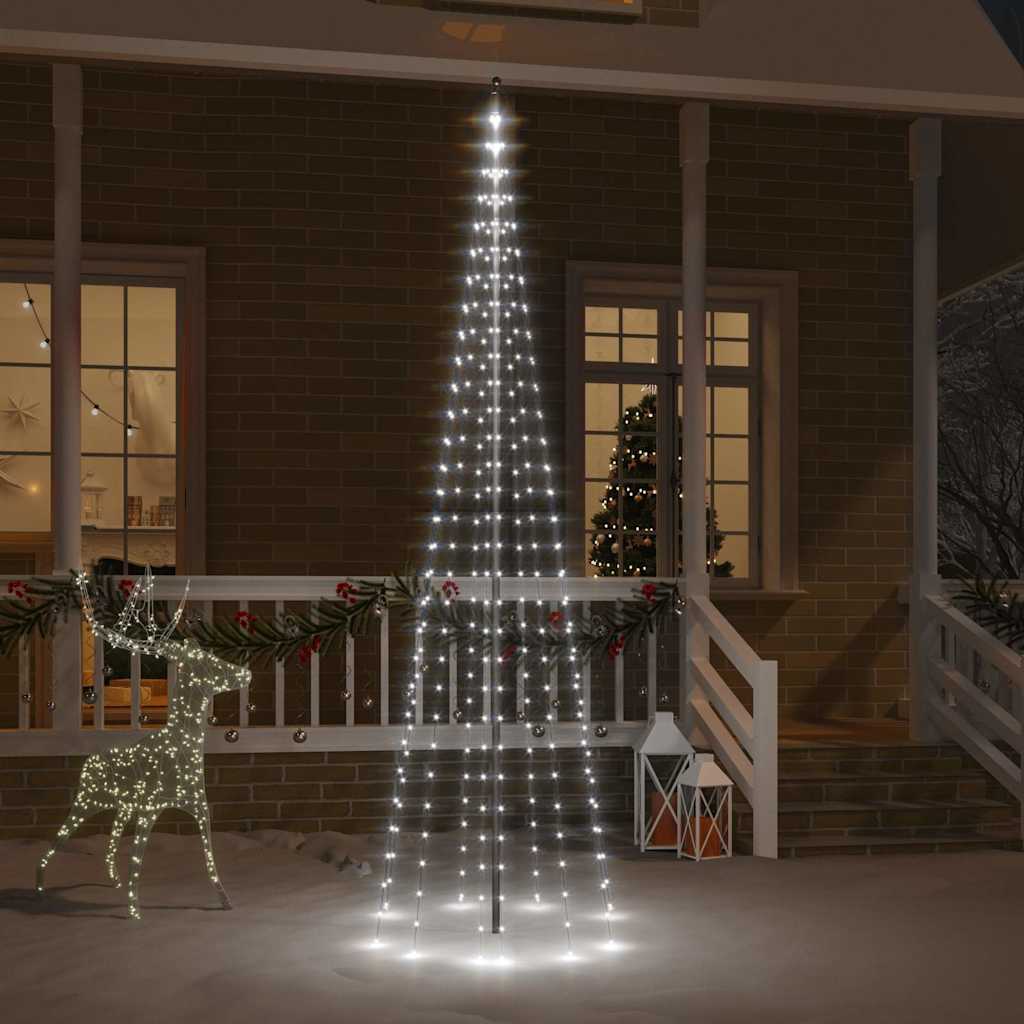 343523 vidaXL Christmas Tree on Flagpole Cold white 310 LEDs 300 cm