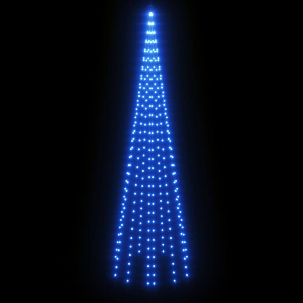 343524 vidaXL Christmas Tree on Flagpole Blue 310 LEDs 300 cm