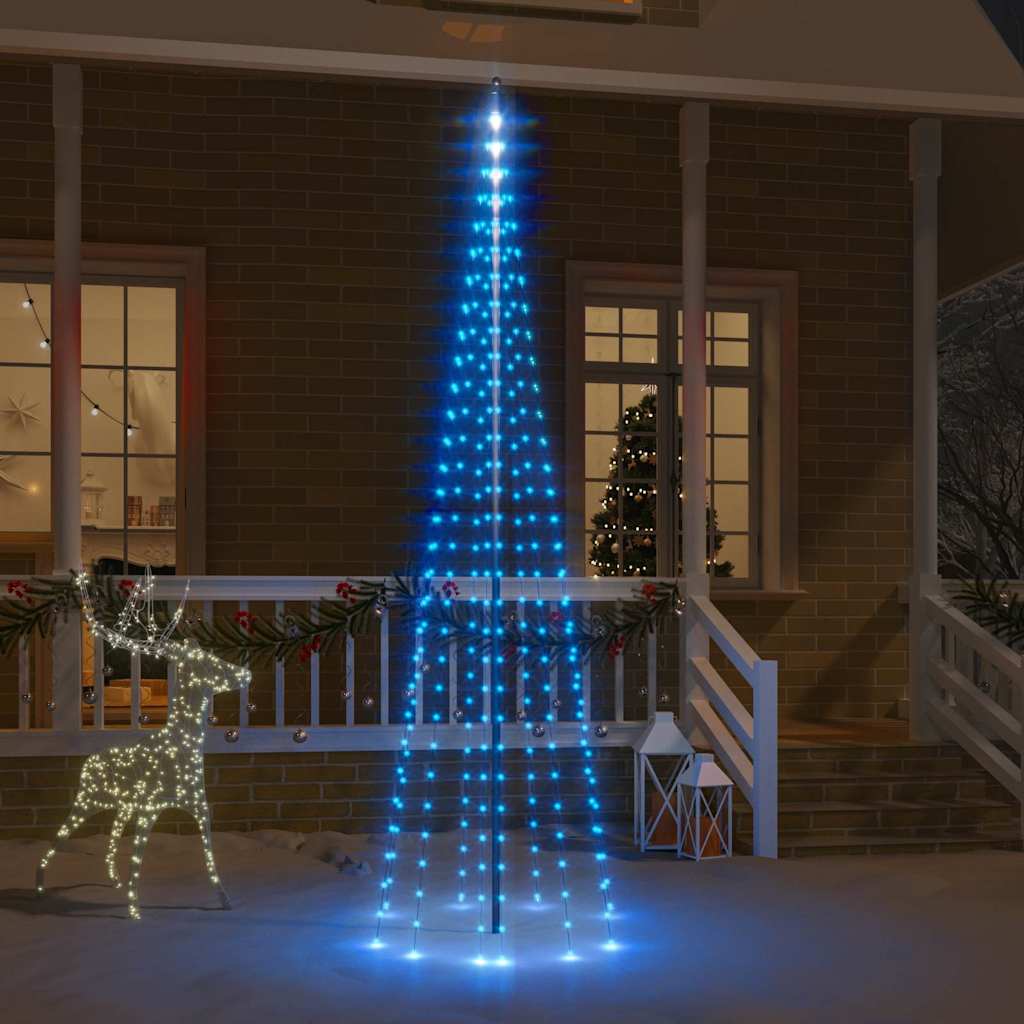 343524 vidaXL Christmas Tree on Flagpole Blue 310 LEDs 300 cm