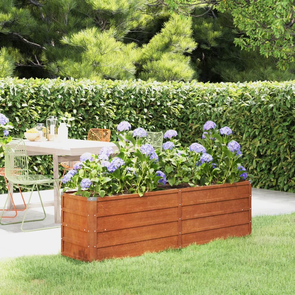 Garden Raised Bed | Rusty | Corten steel | Large | Decorative Inlays