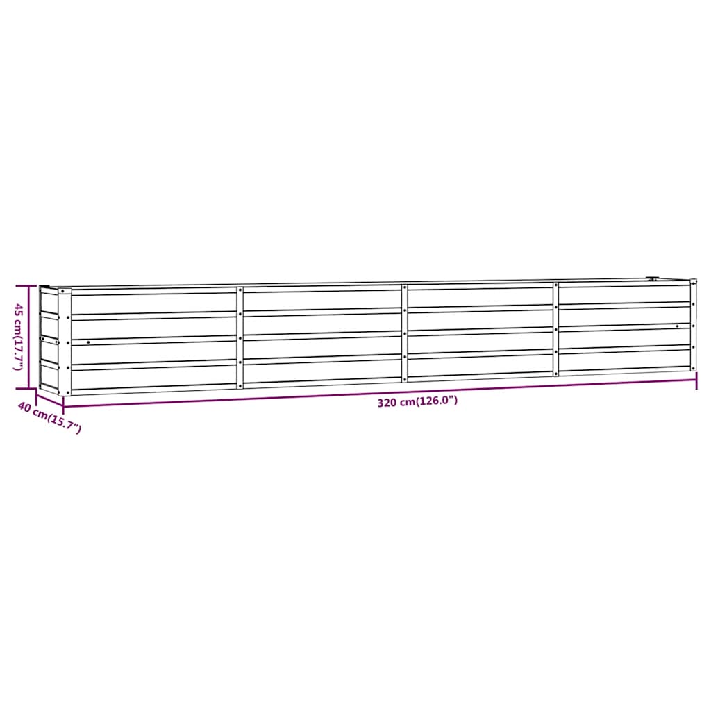 Garden Raised Bed | Rusty | Corten steel | 320 x 40 x 45 cm | Durable