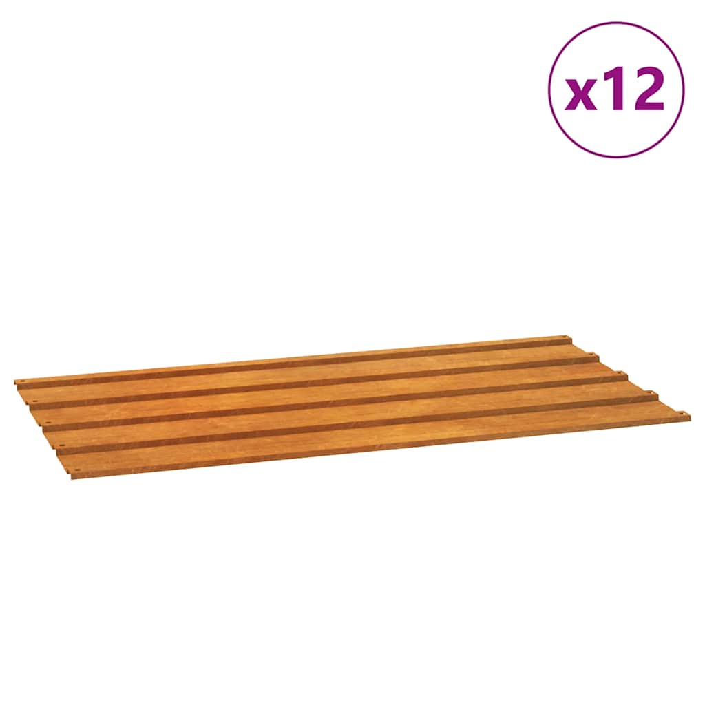 Roof Panels 12 pcs Rusty 80x44 cm Corten Steel