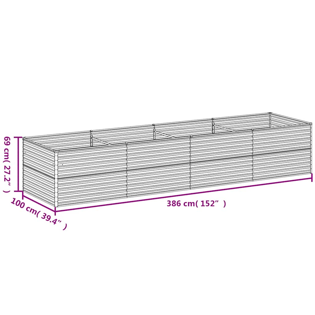 Garden Raised Bed 386x100x69 cm Corten Steel