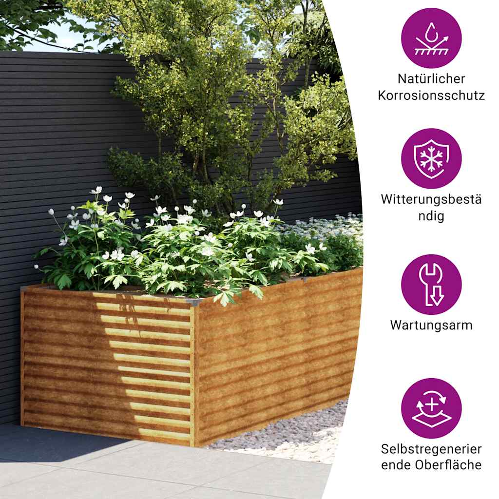 Garden Raised Bed 479x100x69 cm Corten Steel