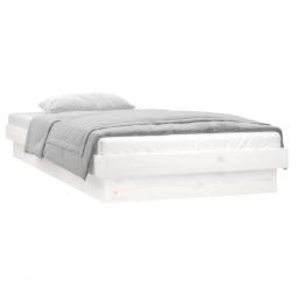 LED Bed Frame without Mattress White 90x200 cm Solid Wood